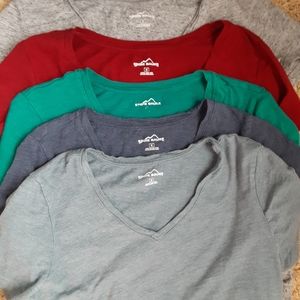 Lot of 5 Eddie Bauer V-Neck Shirts